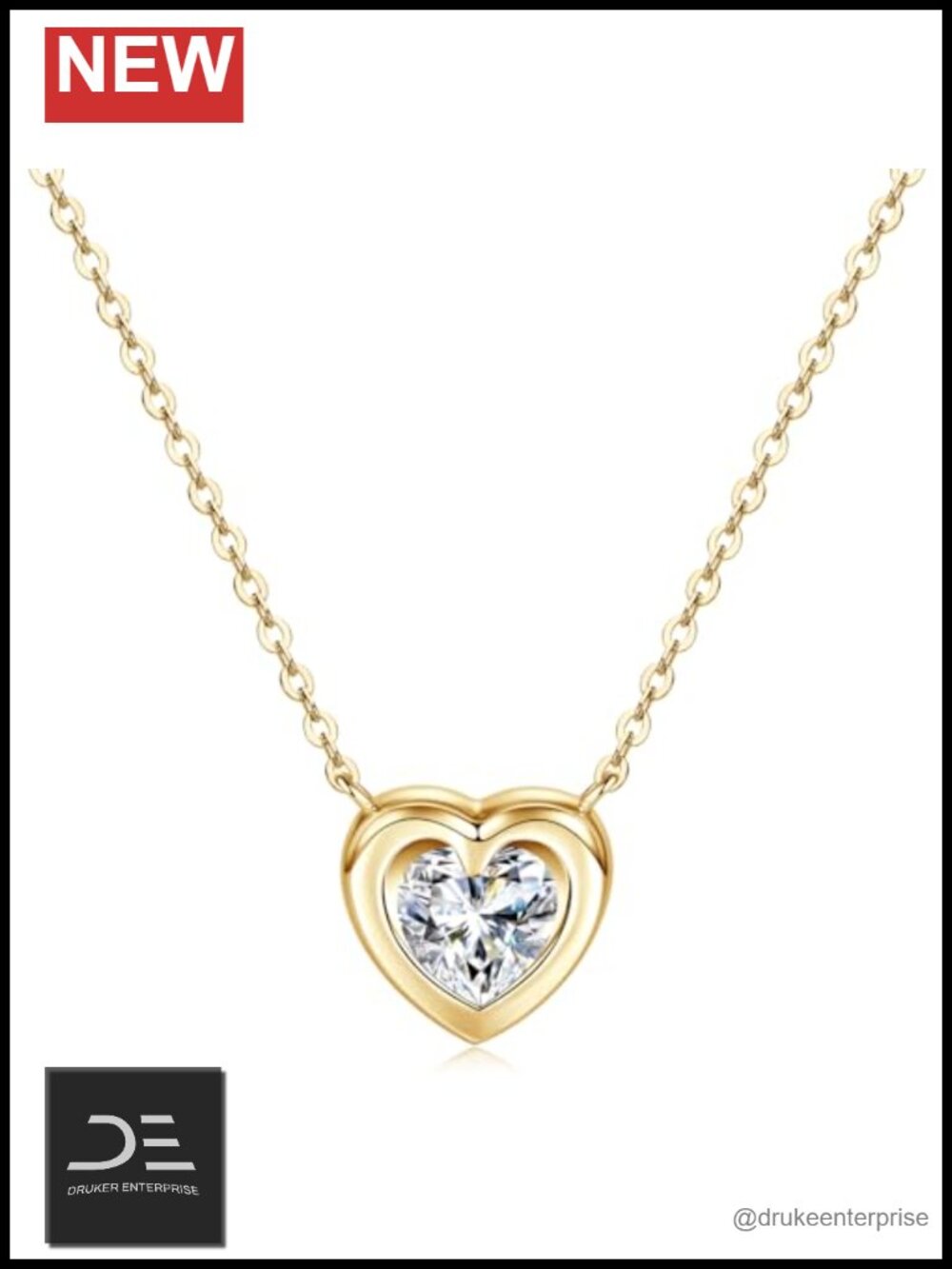 Heart Moissanite Pendant Necklace 925 Sterling Silver Women